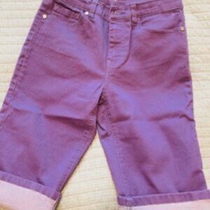 DG2 Stretch Purple Bermuda shorts with zipper